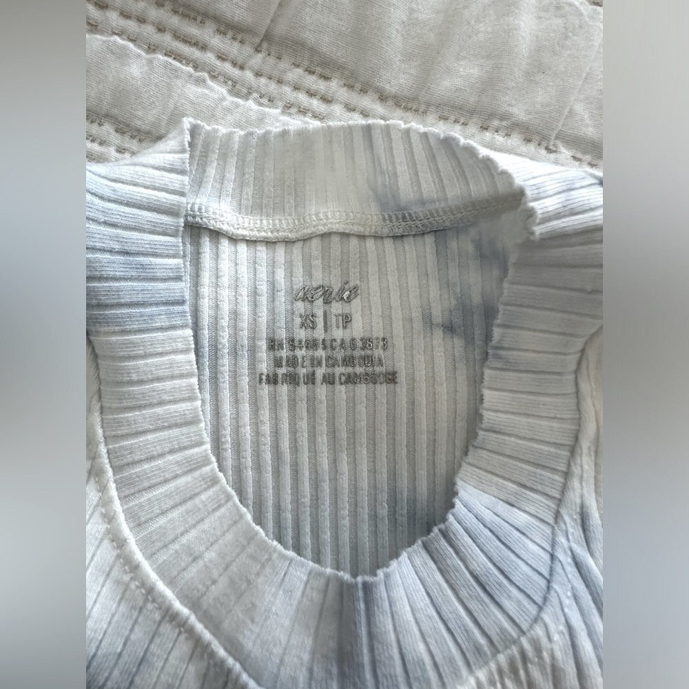 Aerie Blue and White Tie Dye Ribbed Sleeveless Crop Top Size XS - Picture 7 of 12